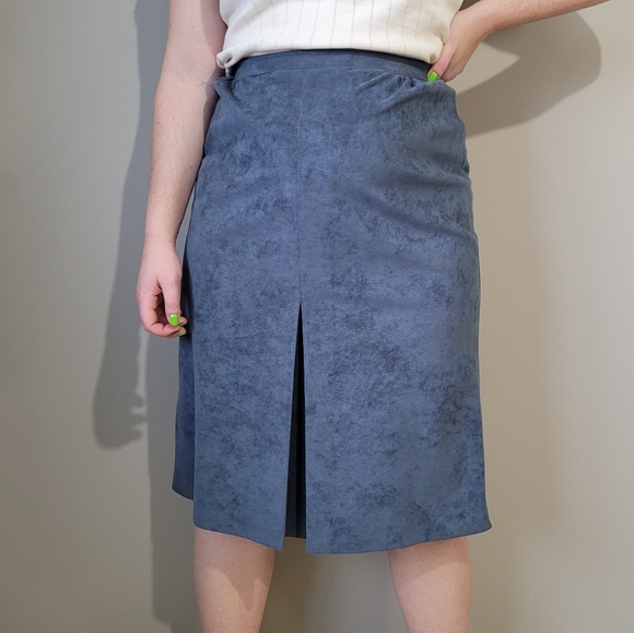 Vintage olympics blue suede skirt suit - Picture 6 of 7